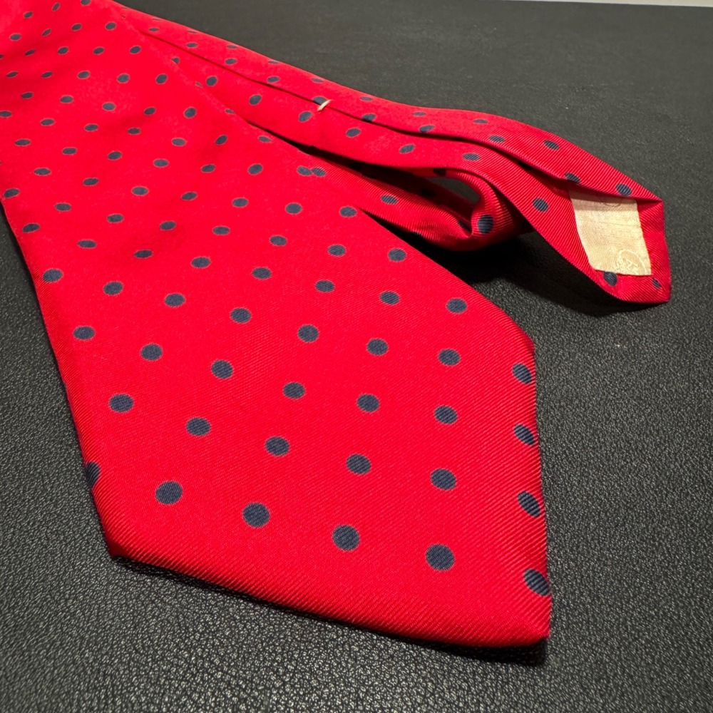 Neil Martin Tie Red Blue Polka Dot Italian Silk Classic Business Necktie Casual